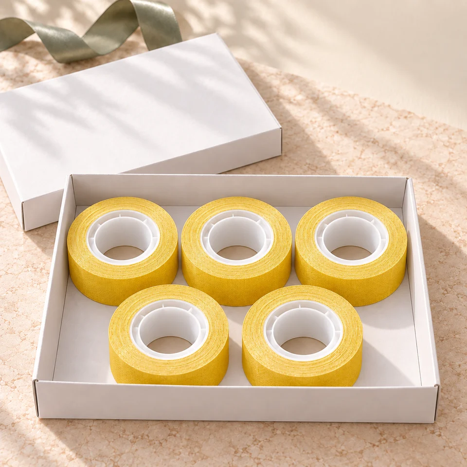 Biadesivo telato Yellow — 5 rotoli nella scatola bianca